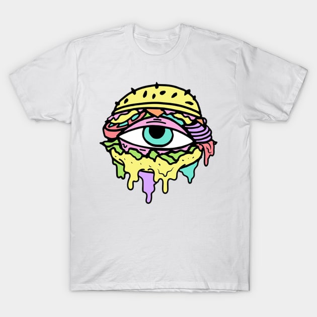 Trippy EDM Eye Burger T-Shirt by TripoffGeloEDM